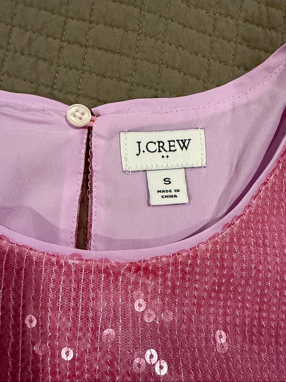 J. Crew Pink Sequin Sleeveless Tank Top - Picture 2 of 3